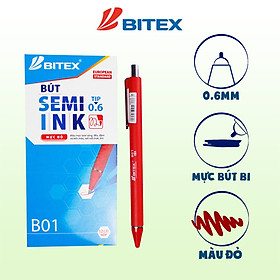 Combo 6 Bút bi Bitex semi ink B-B01 0.6mm