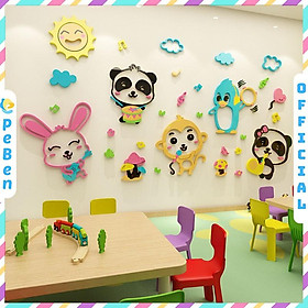 Mua Tranh dán tường mica 3d decor khổ lớn bữa tiệc âm nhạc trang trí mầm non  mẫu giáo  phòng cho bé