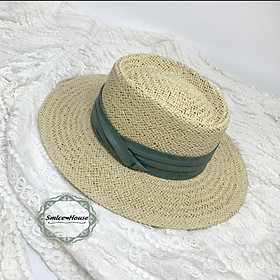 Mũ cói Raffia vành rộng chống nắng đi biển/ nón phớt nữ nhiều màu vành phẳng rộng 8cm sang chảnh nón gaucho có dây rút chỉnh size - Smice House