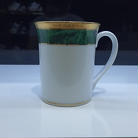 Cốc sứ cao cấp Noritake M164/T91332K, mạ vàng, hoa văn vân đá cẩm thạch màu xanh lá, dung tích 250ml - Hàng chính hãng