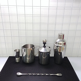 Mua Combo 6 dụng cụ pha chế Inox quầy cà phê  barista (Shaker inox 500ml)