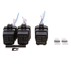 3 Sets 12V 40A Car Van Boat Electronic 4 Pin SPST Relays with Harness Socket