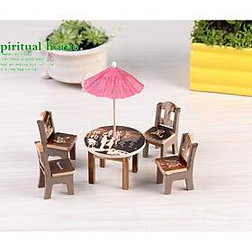 Bộ bàn ghế mini nhà búp bê bằng gỗ kiểu dáng đơn giản