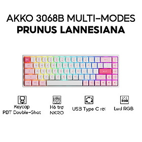 Bàn phím cơ AKKO 3068B Plus Prunus Lannesiana (Multi-modes/Hotswap/Foam tiêu âm/AKKO CS Jelly Switch) - Hàng chính hãng