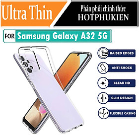 Ốp lưng silicon dẻo cho  Samsung Galaxy A32 5G hiệu Ultra Thin trong suốt mỏng 0.6mm độ trong tuyệt đối chống trầy xước - Hàng nhập khẩu