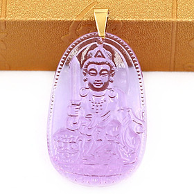 Mặt Phật Văn Thù Bồ Tát pha lê tím 5cm