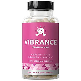 Vibrance Hair Growth Vitamins – Grow Hair Faster, Healthier & Stronger Length, Beautiful Locks for All Hair Types – Biotin & OptiMSM – 60 Vegetarian Soft Capsules