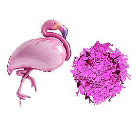 Hot Pink Cute Flamingo Balloon and Flamingo Confetti Tropical Party Decor
