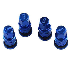 4 Set Bolt-in Auto Car Tubeless Wheel Tire Valve Stems with Dust Caps Blue