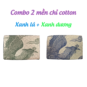 Combo Mền chỉ cotton con rồng combo 2 màu Xanh dương + Xanh lá