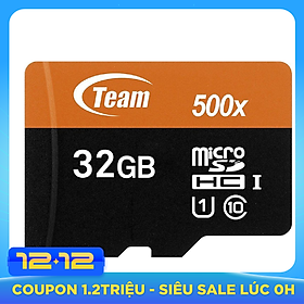 Thẻ Nhớ Micro SDHC Team 32GB 500x Class 10 U1-80MB/s (Đen Cam) - Hàng Chính Hãng