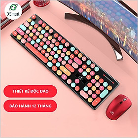 Bộ Bàn Phím Và Chuột Không Dây XSmart N620 Candy Hồng Nhiều Màu Sắc, Dùng Cho Máy Tính, Laptop, PC - Hàng Chính Hãng