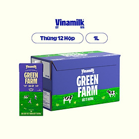 Sữa tươi tiệt trùng Rất ít đường Vinamilk Green Farm - Thùng 12 Hộp 1L