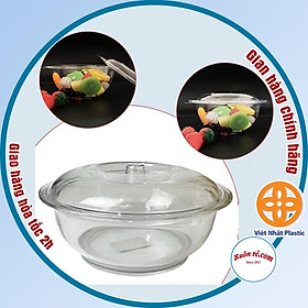 Âu phíp tròn trong suốt có nắp đậy Việt Nhật - Tô cơm, bát đựng canh, đựng thực phẩm an toàn tiện lợi Br01440