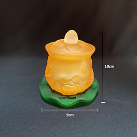 CHUNG NẮP SEN LƯU LY VÀNG CAO 8CM,10CM,11CM