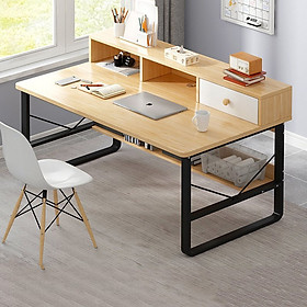 Mua Bàn Làm Việc Tại Nhà Và Văn Phòng Mặt Gỗ Chân Sắt Có Ngăn Kệ Để Sách 1m2 - Bàn Học Sinh Viên Đẹp