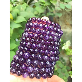 CHIẾC VÒNG NỮ MÀU TÍM THỦY CHUNG ĐẬM 100% ĐÁ THẠCH ANH TÍM TỰ NHIÊN SIZE VÒNG 8MM MÀU TÍM ĐẬM ĐẸP LẮM Ạ NỮ MỆNH HỎA THỔ