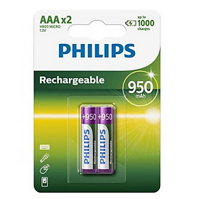 Hình ảnh Pin sạc NiMH AA Philips R03B2A95/97 950 mAh vỉ 2 viên