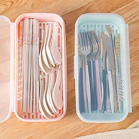 Hộp đựng muỗng đũa nhựa nằm ngang để bàn ăn có nắp đậy an toàn vệ sinh ( Giao ngẫu nhiên )- ANTH555