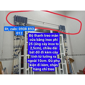 Bộ Thanh Treo Màn Cửa Đủ Phụ Kiện Bằng Inox Phi 25