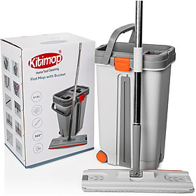 Bộ Cây Lau Nhà KITIMOP PRO MAX, Thùng Lau Nhà Tự Vắt Thông Minh, Chổi Lau Nhà Xoay 360 Độ, Lau Sàn Làm Sạch