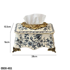 Mua Hộp đựng khăn giấy hoa văn cổ điển phong cách châu âu được trang trí hoa văn tinh xảo mang tính nghệ thuật cao CB30- HG1