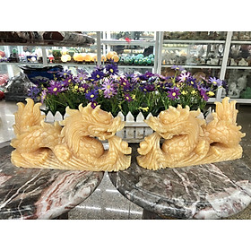 Mua Cặp Rồng nằm phong thủy đá ngọc hoàng long - Dài 30cm