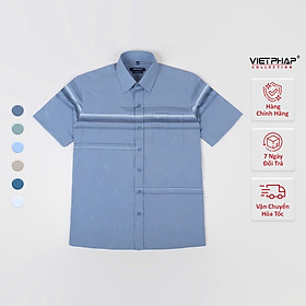 Áo Sơ Mi Nam Ngắn Tay VIỆT PHÁP Form Luxury Chất liệu Bambo In Sọc lịch lãm, sang trọng 50060