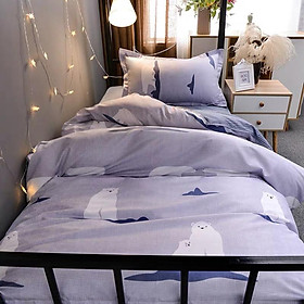 Bộ chăn ga gối cotton PL1 - Gấu Bắc Cực  - TẶNG 01 MÓC KHÓA HOUSTON