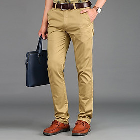 Men's Chinos Cotton Straight Fashion Business Long Pants Casual Formal Trousers