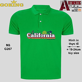 Carlifornia, mã G267. Áo thun polo cổ trụ cho nam nữ, form unisex. Áo phông hàng hiệu Goking, quà tặng cao cấp cho gia đình, cặp đôi, doanh nghiệp