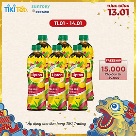 6 chai trà đen Lipton vị đào 455ml