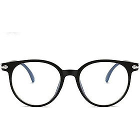 Gọng Kính Oval Thời Trang Retro Phong Cách Hàn Quốc TR90 - Tặng Kèm Hộp Kính Thời Trang - Màu Đen Ánh Kim