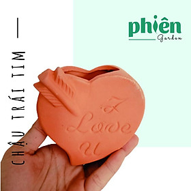 Chậu Đất Nung hình Trái Tim trồng xương rồng, sen đá