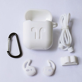 Bộ 5 món phụ kiện chống rớt Airpods gồm hộp silicon, móc khoá, dây nối, bao tai, đế xỏ đồng hồ cho tai nghe Airpods