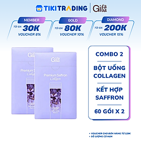Combo 2 hộp Bột uống Collagen Gilaa Cao Cấp Kết Hợp Saffron (60 gói x 2)