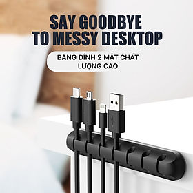 Dụng cụ cố định dây sạc, dây điện bằng silicon dùng keo dán 2 mặt 3M, giao màu ngẫu nhiên