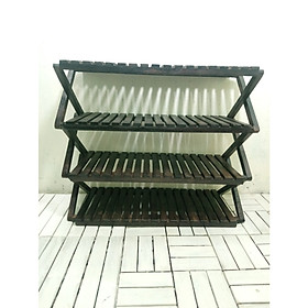Kệ giày dép không cần lắp ráp,4 tầng,ngang 70, màu nâu đen.