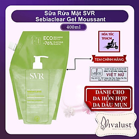 Sữa rửa mặt da dầu mụn không có xà phòng, loại bỏ tế bào chết SVR SEBIACLEAR GEL MOUSSANT 55ml/200/400ml