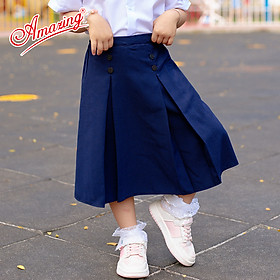 Váy quần đắp Amazing cho bé gái đi học, chân váy rời học sinh màu xanh với quần bên trong, đồng phục đi học