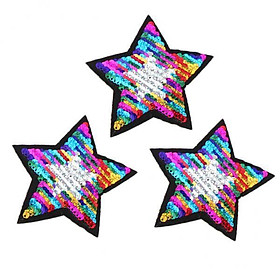 2x 3 Pcs Reversible Sequins Patches Star Motif Iron-on Transfer Iron-on Patches