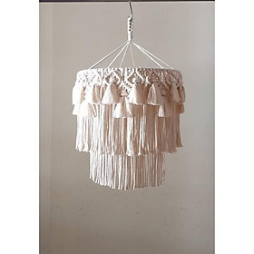 Mua Đèn chùm gắn trần vintage trang trí macrame đường kính 30cm không kèm bóng E27 | Macrame Lamp