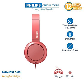 Tai nghe Chụp tai Philips TAH4105RD 00, Có dây - Hàng nhập khẩu