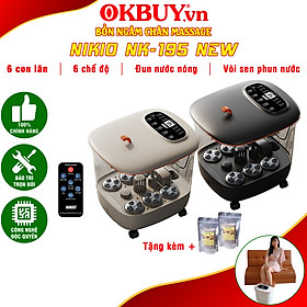 Bồn (Máy) Ngâm Massage Chân Nikio NK-195 NEW - Massage Tự Động, Làm Nóng Và Giữ Ấm Nước Tùy Chỉnh Được Nhiệt Độ Nước 35-48°C, Remote Điều Khiển Từ xa - Thải Độc Cơ Thể, Cải Thiện Giấc Ngủ, Giảm Stress, Giảm Tê Bì, Đau Nhức Chân