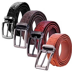 Thắt lưng nam da cá sấu Huy Hoàng gai lưng 3,5P đầu kim màu đen, nâu đất, nâu đỏ, vàng bò HT4727-28-29-31