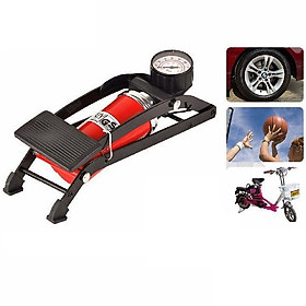 Bơm hơi đạp chân đa năng dùng cho xe đạp xe máy oto bóng phao bơi tiện dụng có đồng hồ đo áp xuất