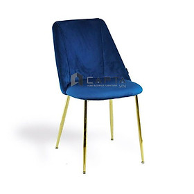 Mua Ghế ăn nhà hàng nệm vải nhung màu xanh dương LUX 12B-F Nội thất Capta Ghế tiếp khách nệm vải nhung màu xanh dương không tay tựa có chân thép mạ vàng