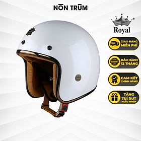 Nón bảo hiểm 3/4 ROYAL M20C trắng bóng