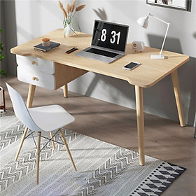 Bàn Làm Việc Gỗ Tại Nhà Và Văn Phòng Đơn Giản 2 Ngăn Kéo - Bàn Học Sinh, Sinh Viên Decor Trang Trí Đẹp