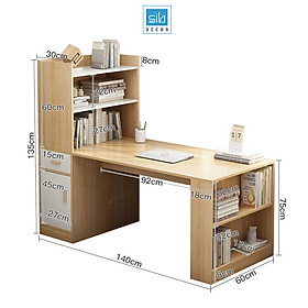 Bàn Làm Việc, Học Tập Kết Hợp Tủ Sách Nhiều Ngăn Đa Năng SIB Decor BLV04